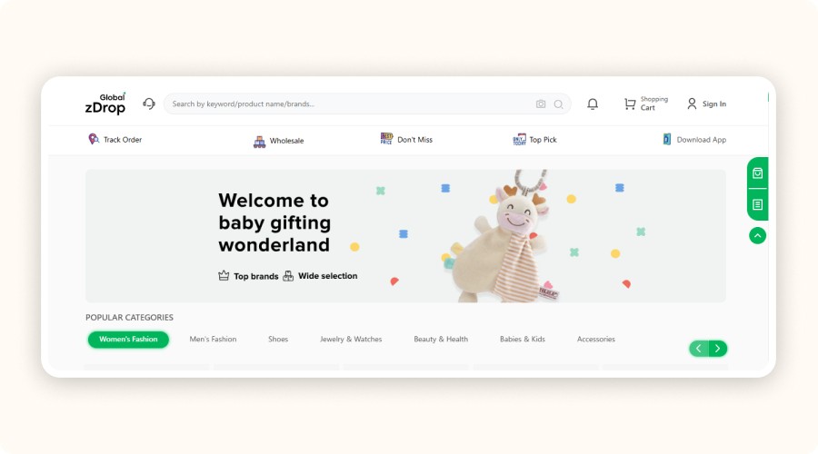 Z Drop homepage interface