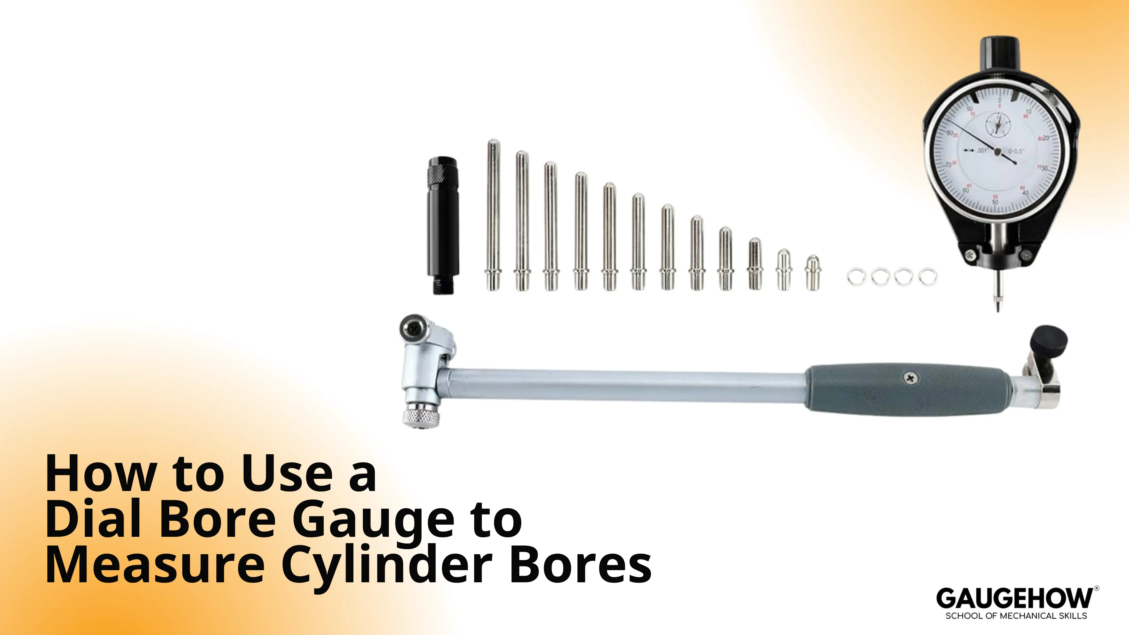 Dial bore gauge set with extension rods for cylinder bore measurement