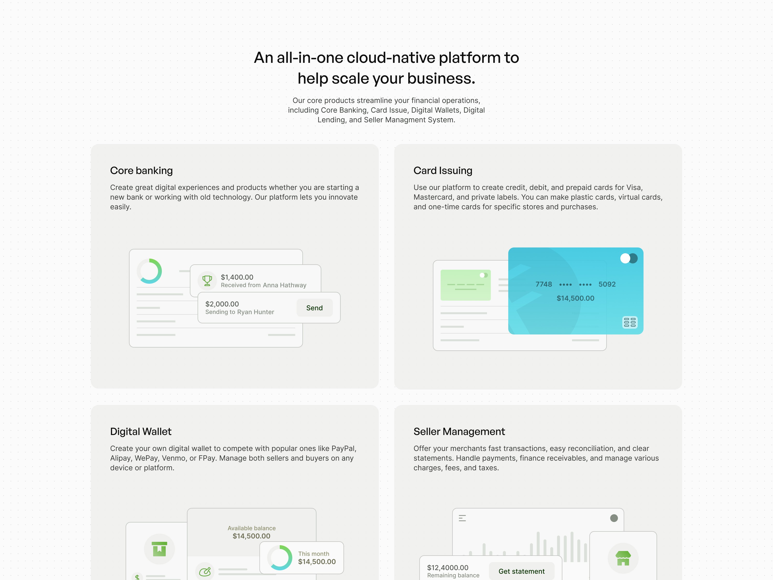 Framer template - Light feature cards design for Finny website