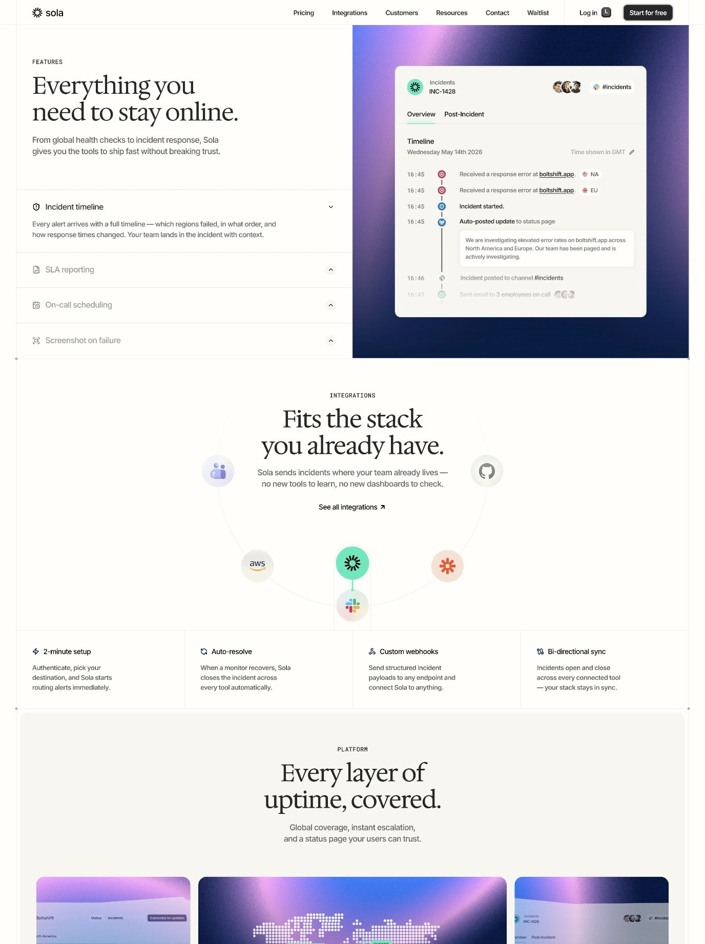 Sola Framer SaaS Template Home Preview