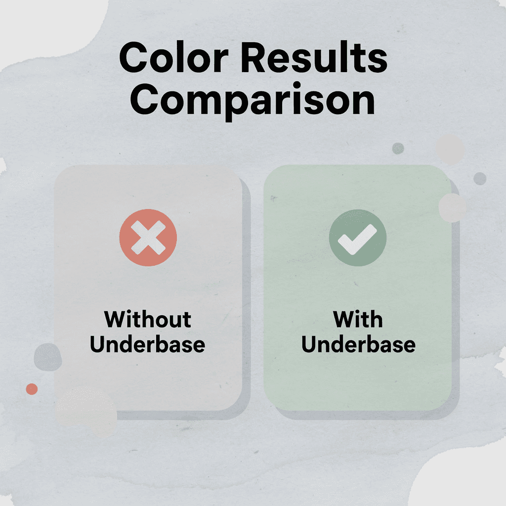 Before and after comparison showing color quality with and without white underbase - How to Print a Picture on a Shirt