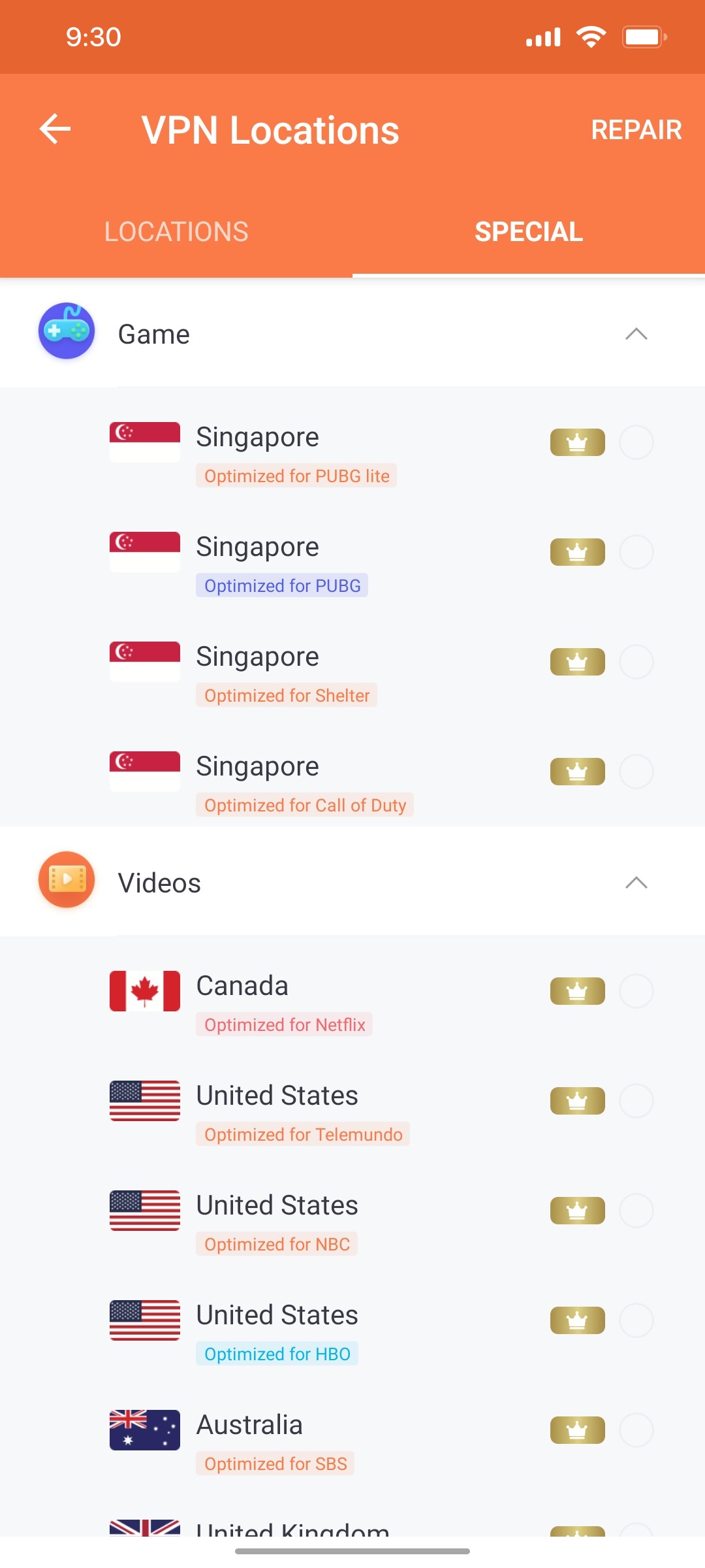 turbo VPN special screen