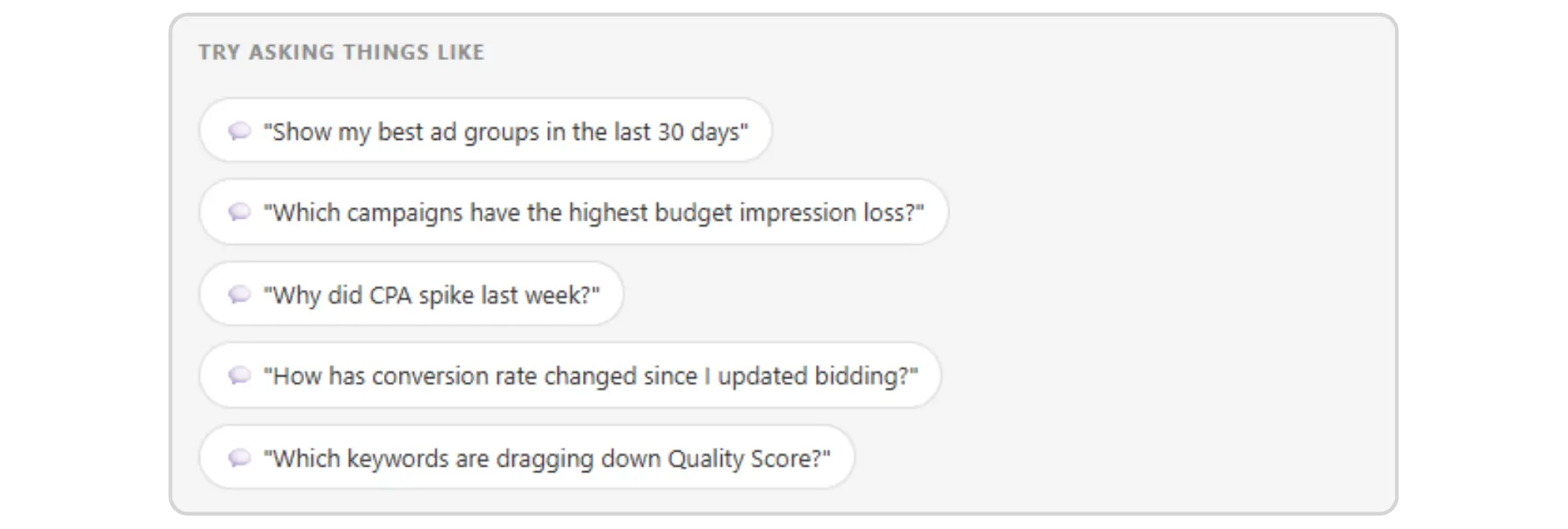  Graphic displaying conversational search prompt examples