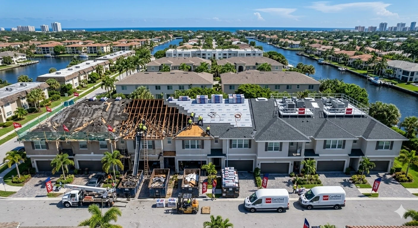 HOA roof replacement South Florida — coordinated community roofing project across multiple residential units by Roofing Network