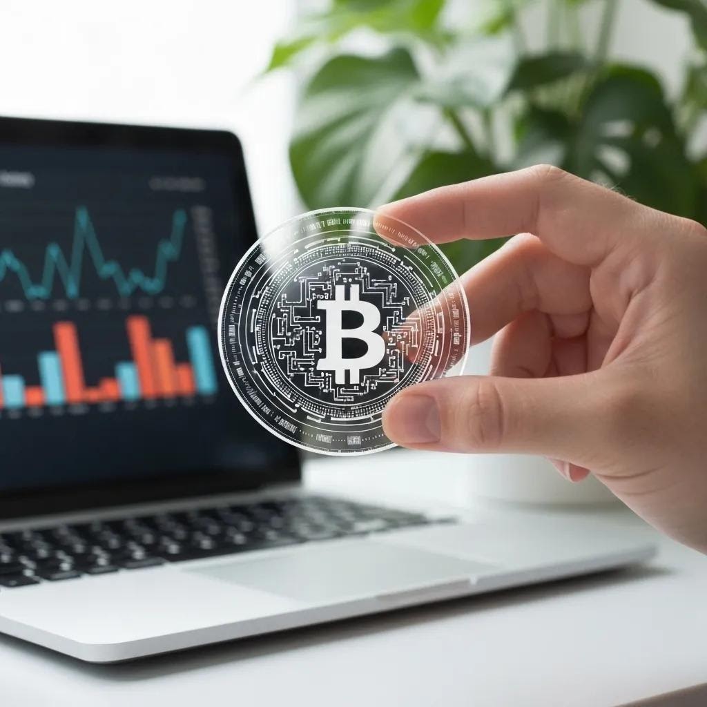 Close-up of a hand holding a digital token representing tokenization in investing