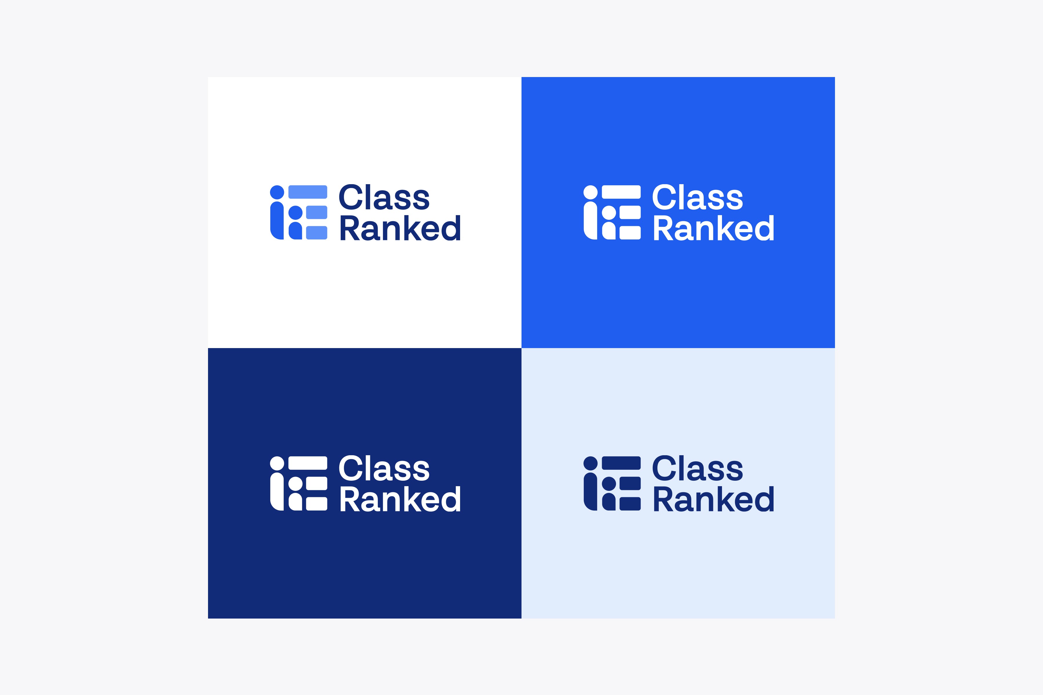 ClassRanked's logo variations in full color and one-color application