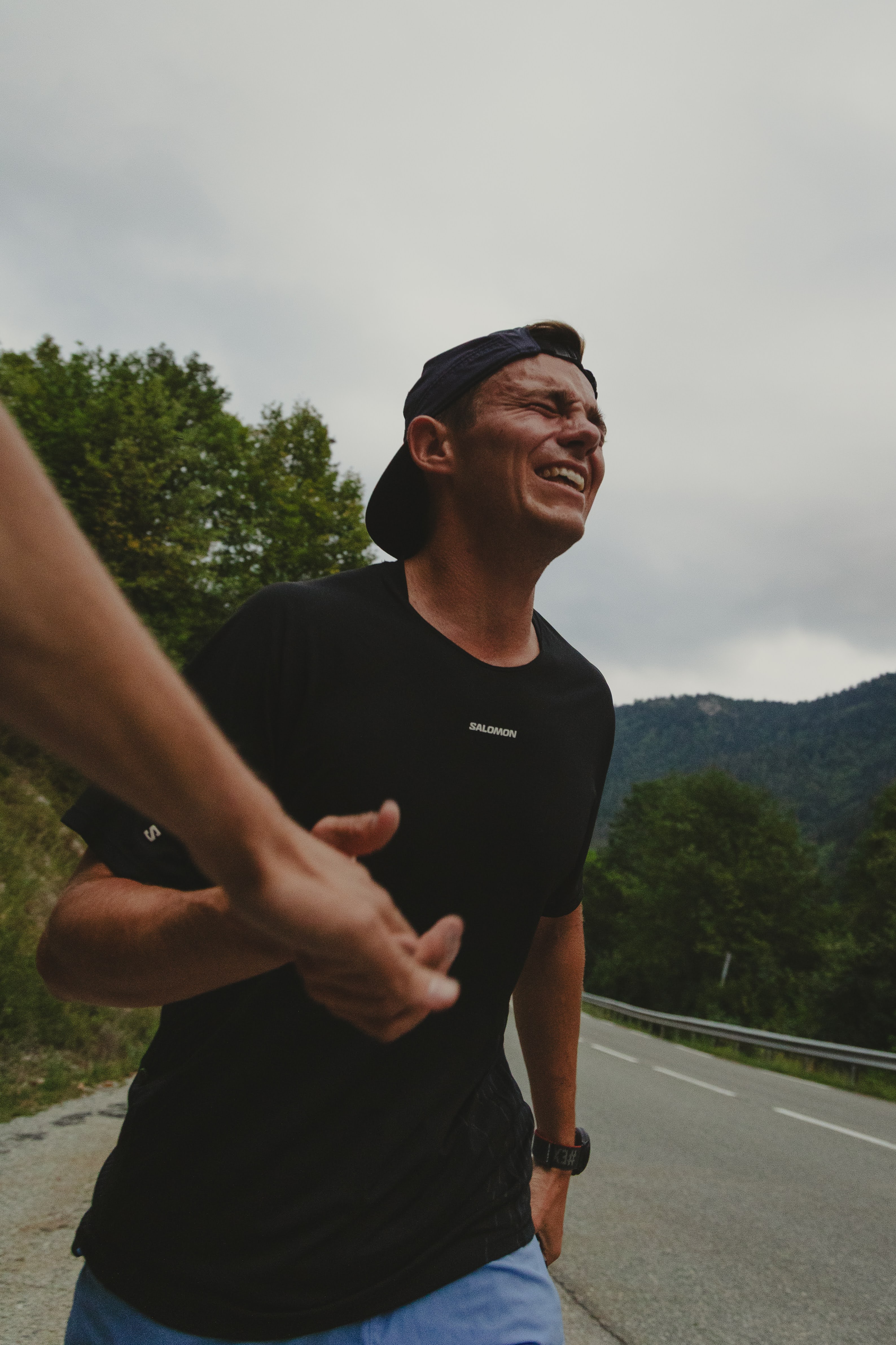 Trail runner suffering from interval training