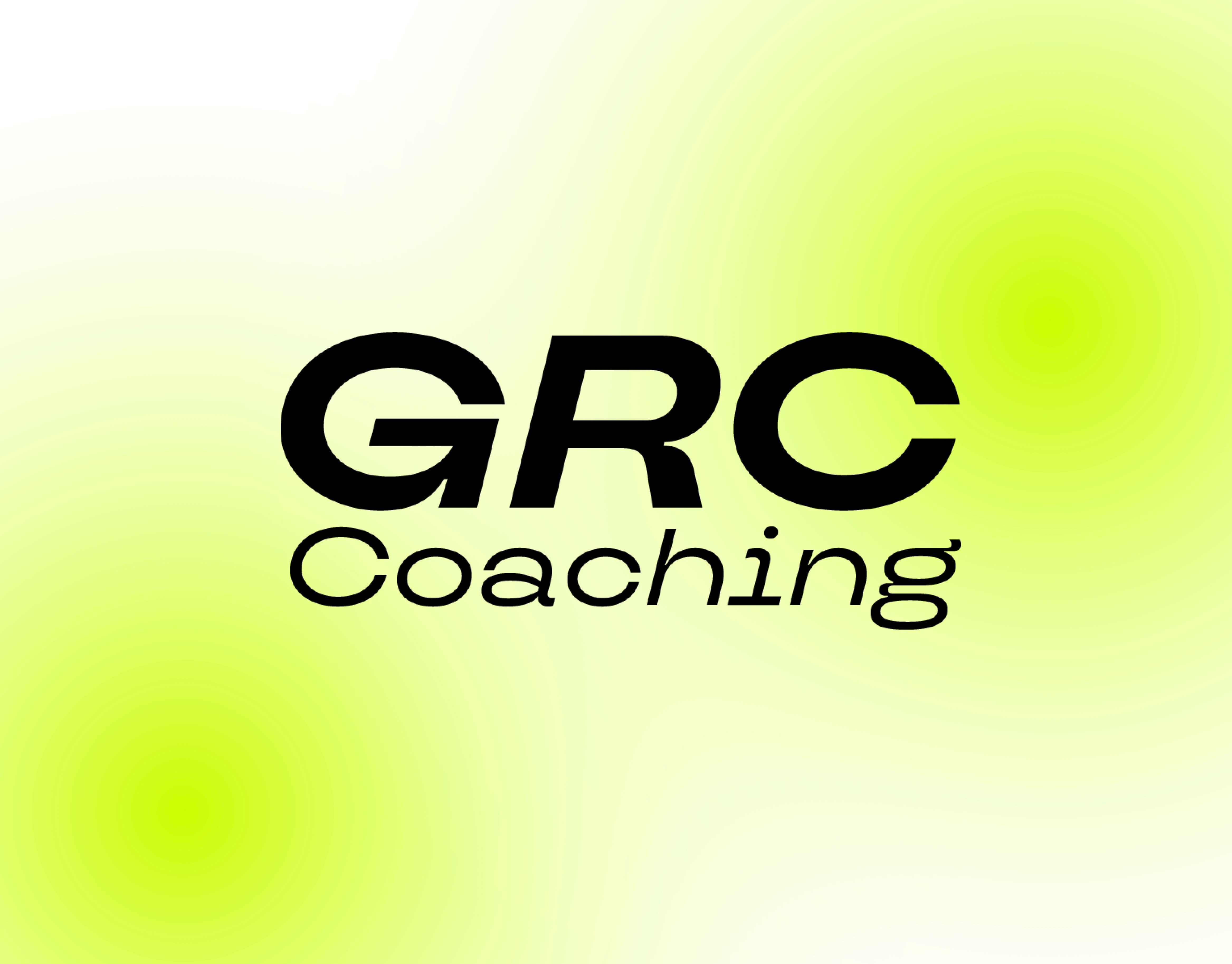 Logo GRC Coaching en format horizontal sur fond dégradé vert — déclinaison de l'identité visuelle pour coach sportif indépendant, Tartelette Concept