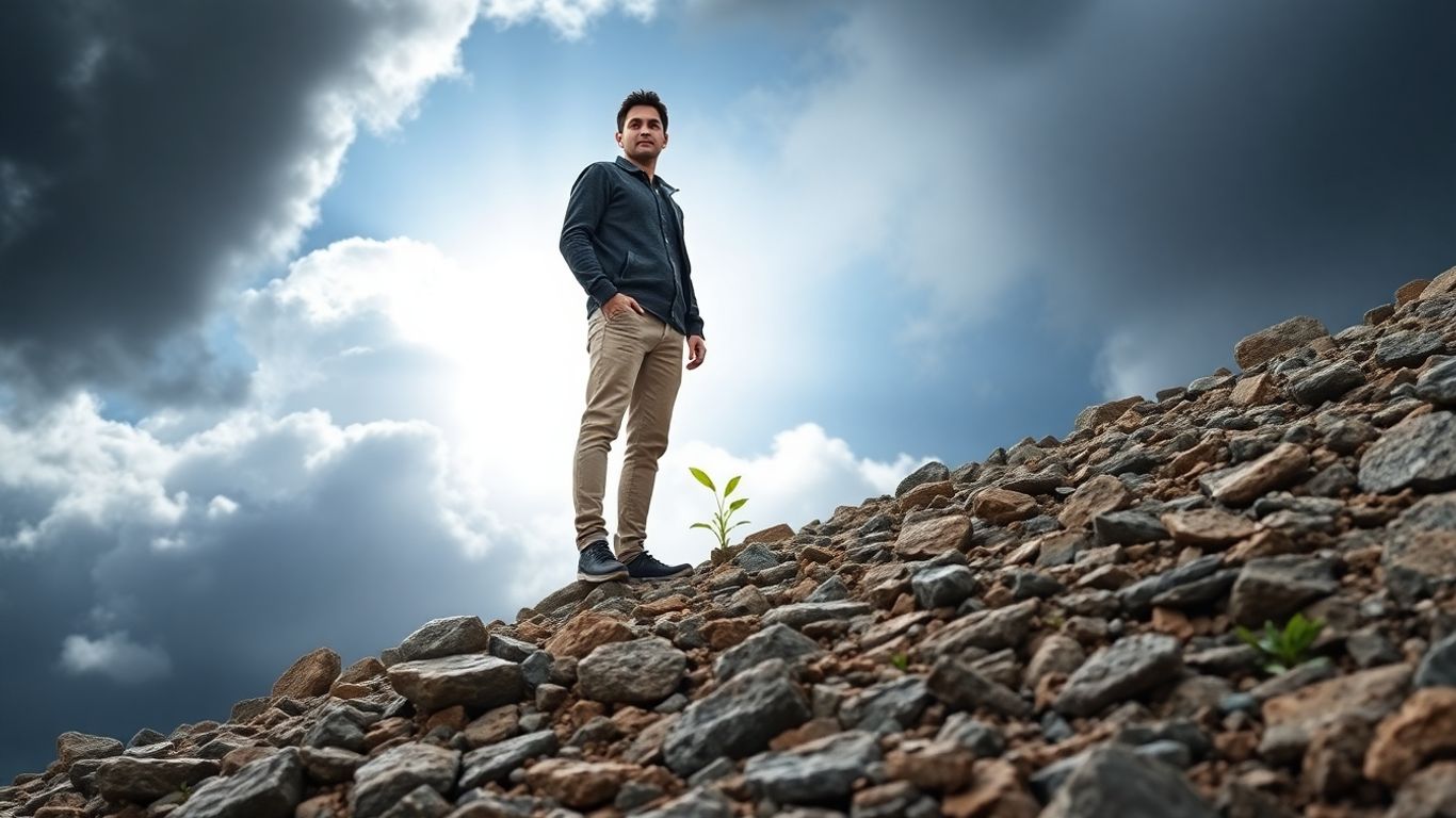 Person overcoming obstacles on a path to success.