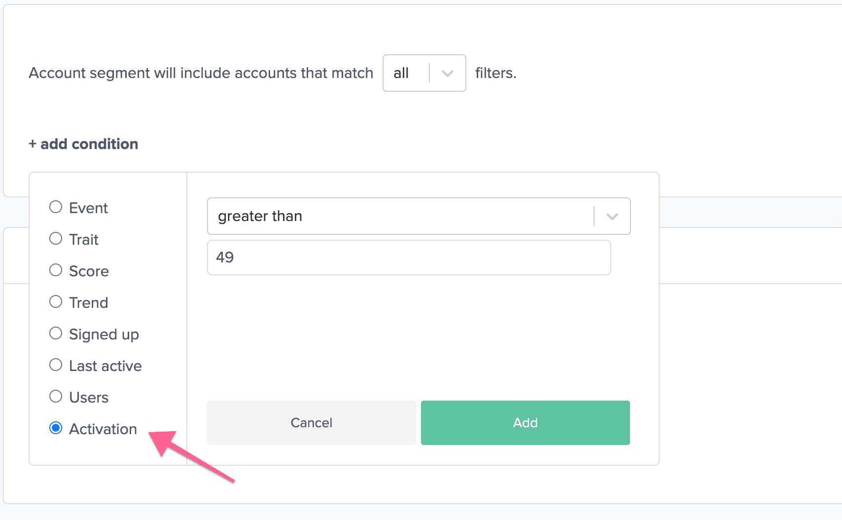 segment based on Activation rate