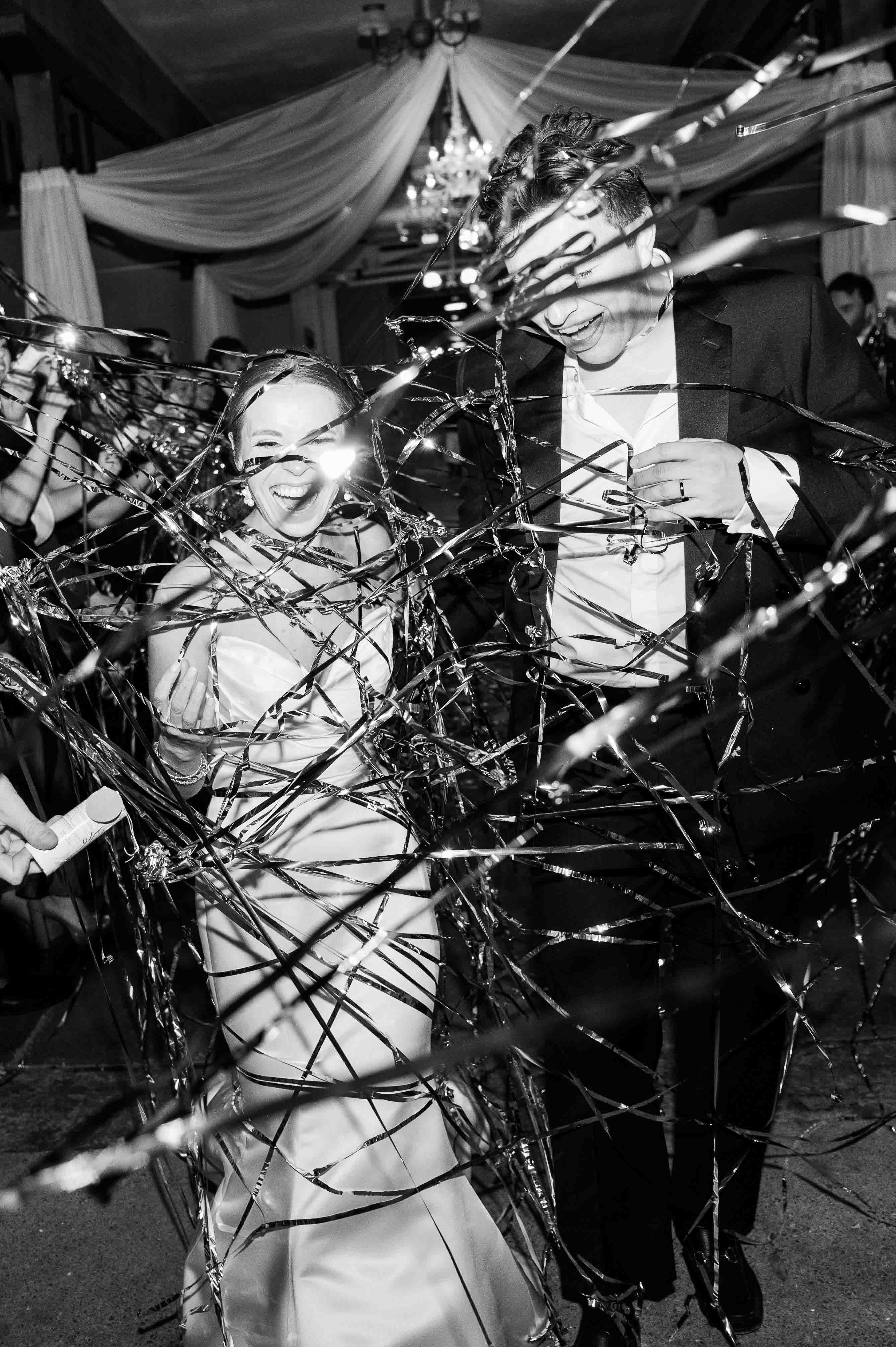 Bride and groom streamer send off at Belle Meade Historic Site and Winery