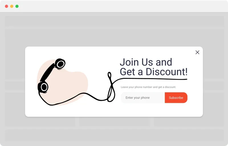 Discount pop-up example