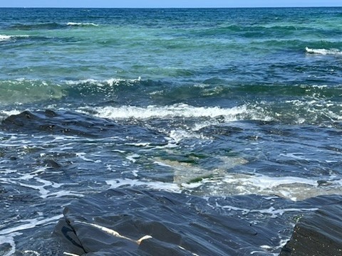 blue sky and white clouds over the sea