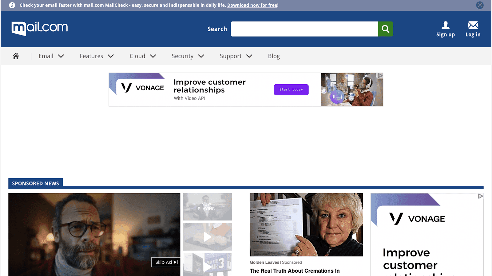  Mail.com homepage overview