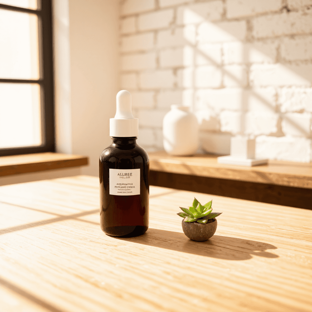 product photography of a bottle of skincare ampoule for blemish treatment