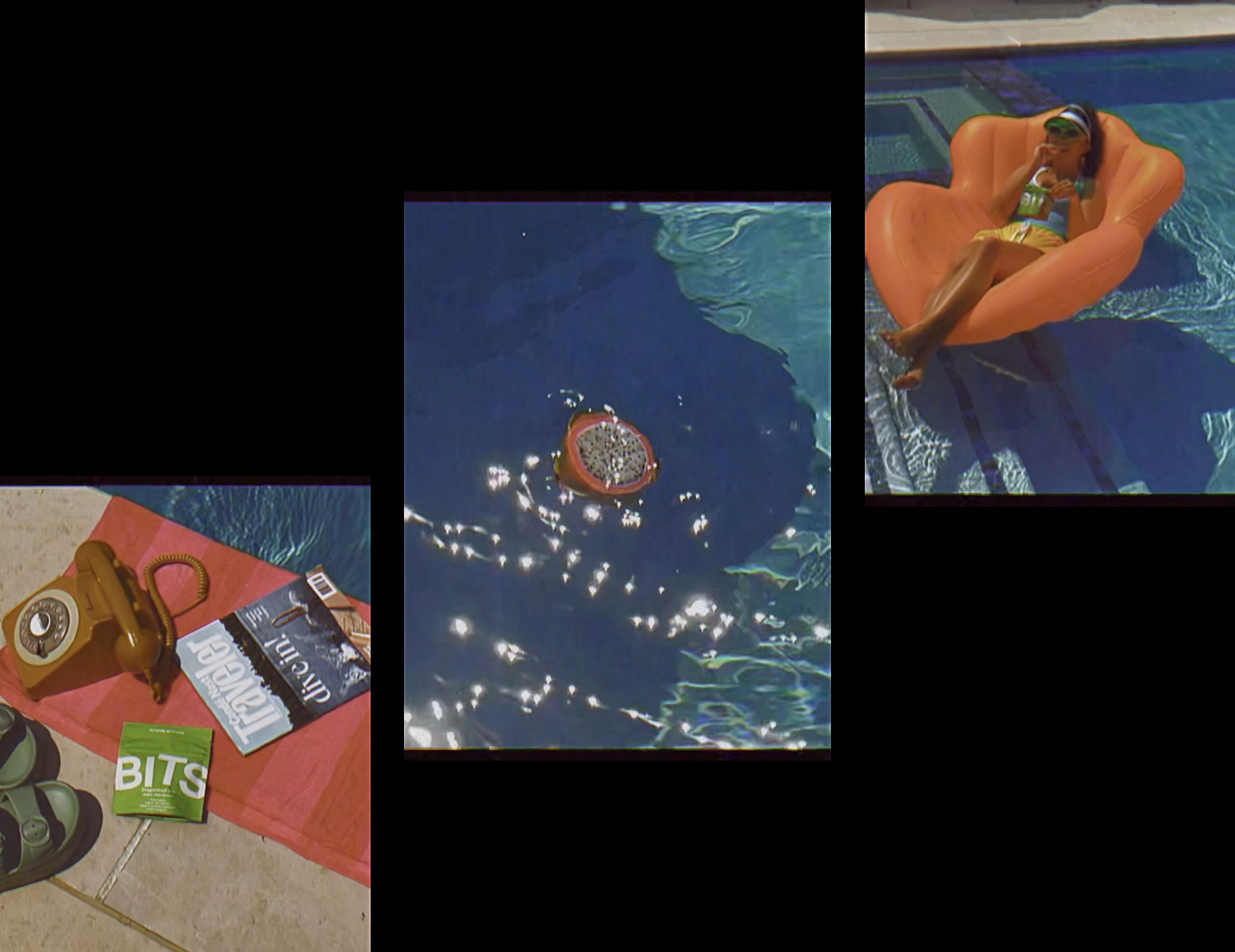 Woman with fur stole and jeans from above