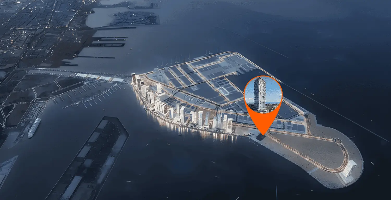 sensia by beyond developers location map dubai maritime city
