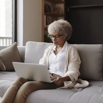 Remote Worker sitting down in Washington DC home.