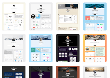 A grid of customizable link-in-bio templates highlighting AI-assisted page creation features.