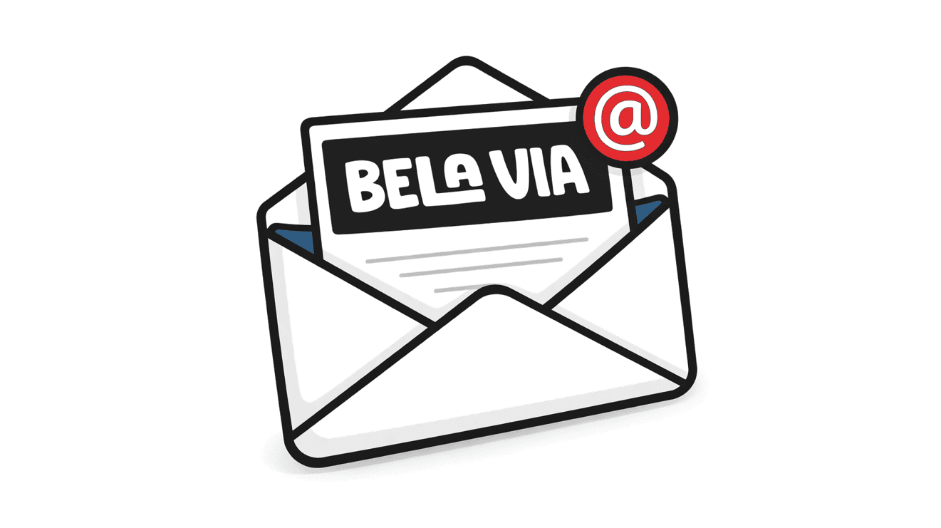 Email Icon with Bela Via Logo on Letter