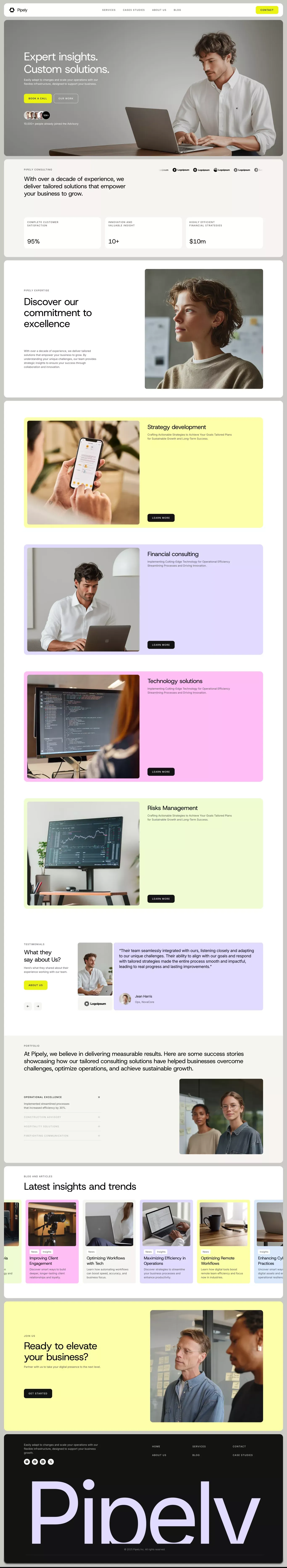 Pipely - Technology Website Template for landing page screenshot showcasing Finance and Marketing design