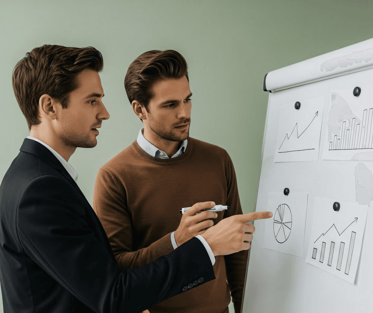 People discussing on white board