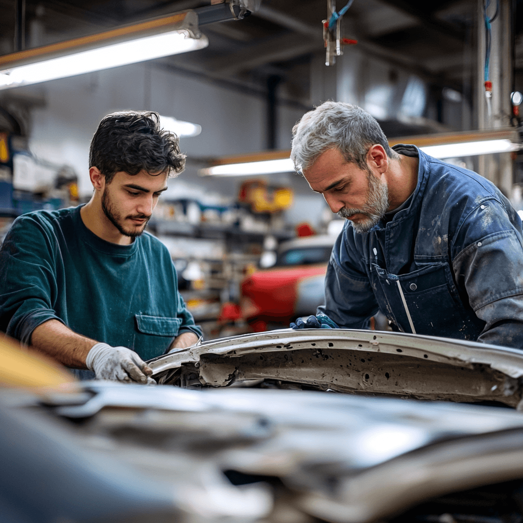 Technicien de Five Star en train d'effectuer une réparation de carrosserie