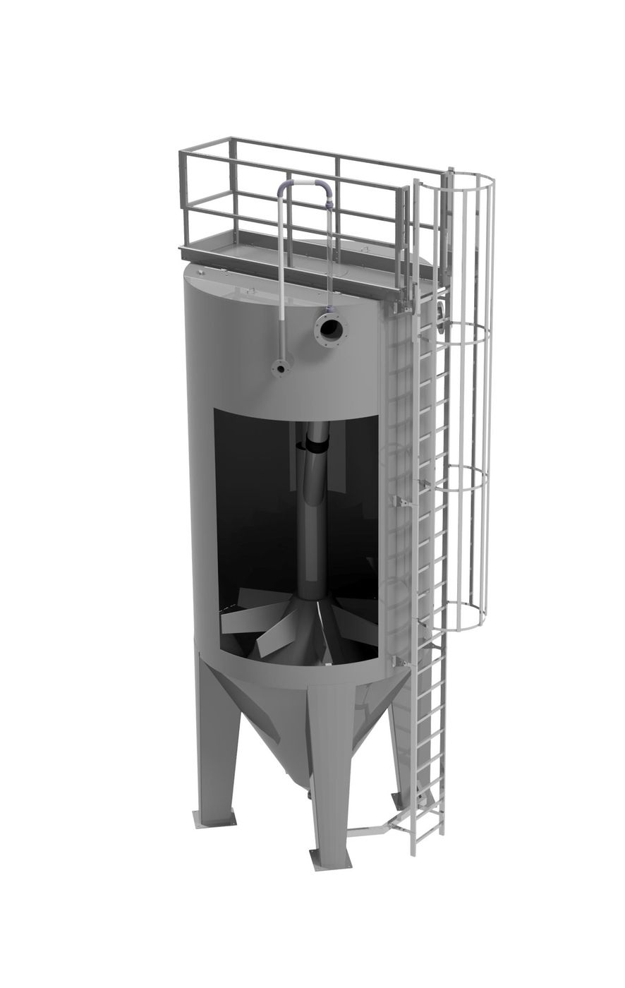 Cutaway render of a free-standing steel SILEX sand filter