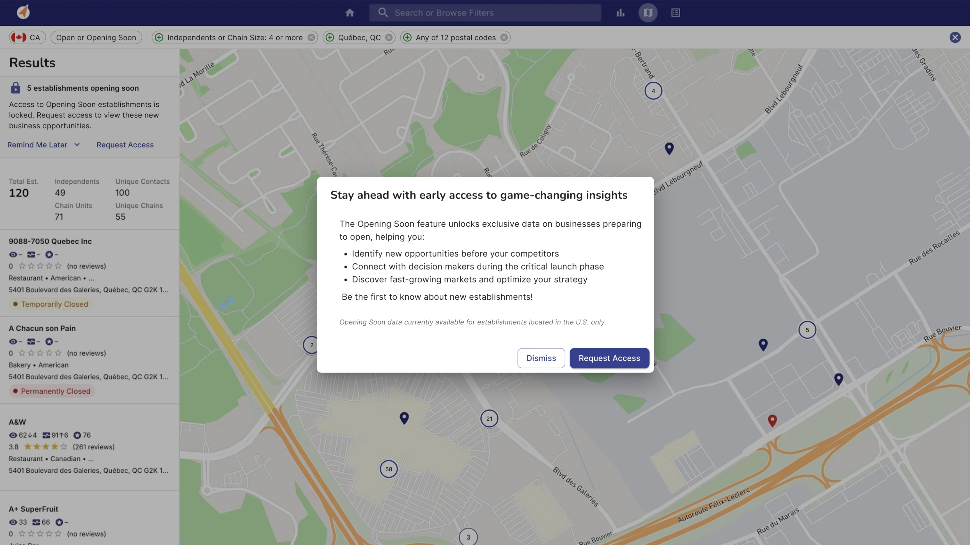 Informational modal introducing the feature’s value and access options.