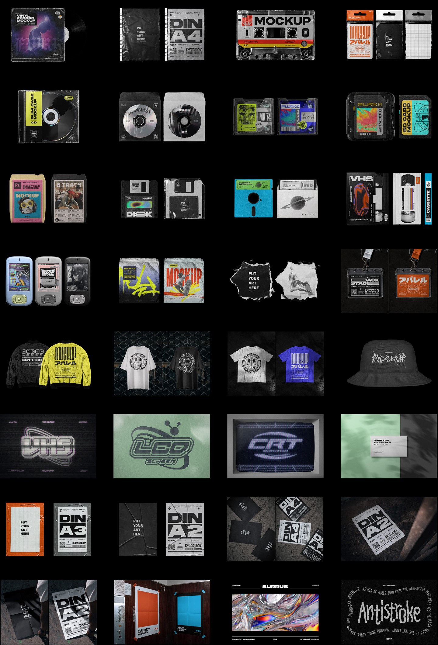 Shadow Overlays Scene Creator overview showing diverse poster and card templates with high-resolution shadow layers