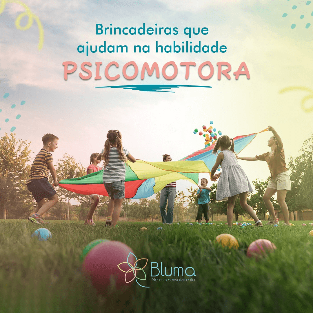 Brincadeiras que estimulam a habilidade psicomotora na Clínica Bluma Neurodesenvolvimento. Atividades terapêuticas voltadas para o desenvolvimento motor e cognitivo infantil, com profissionais qualificados em psicopedagogia, psicomotricidade e terapia ocupacional.