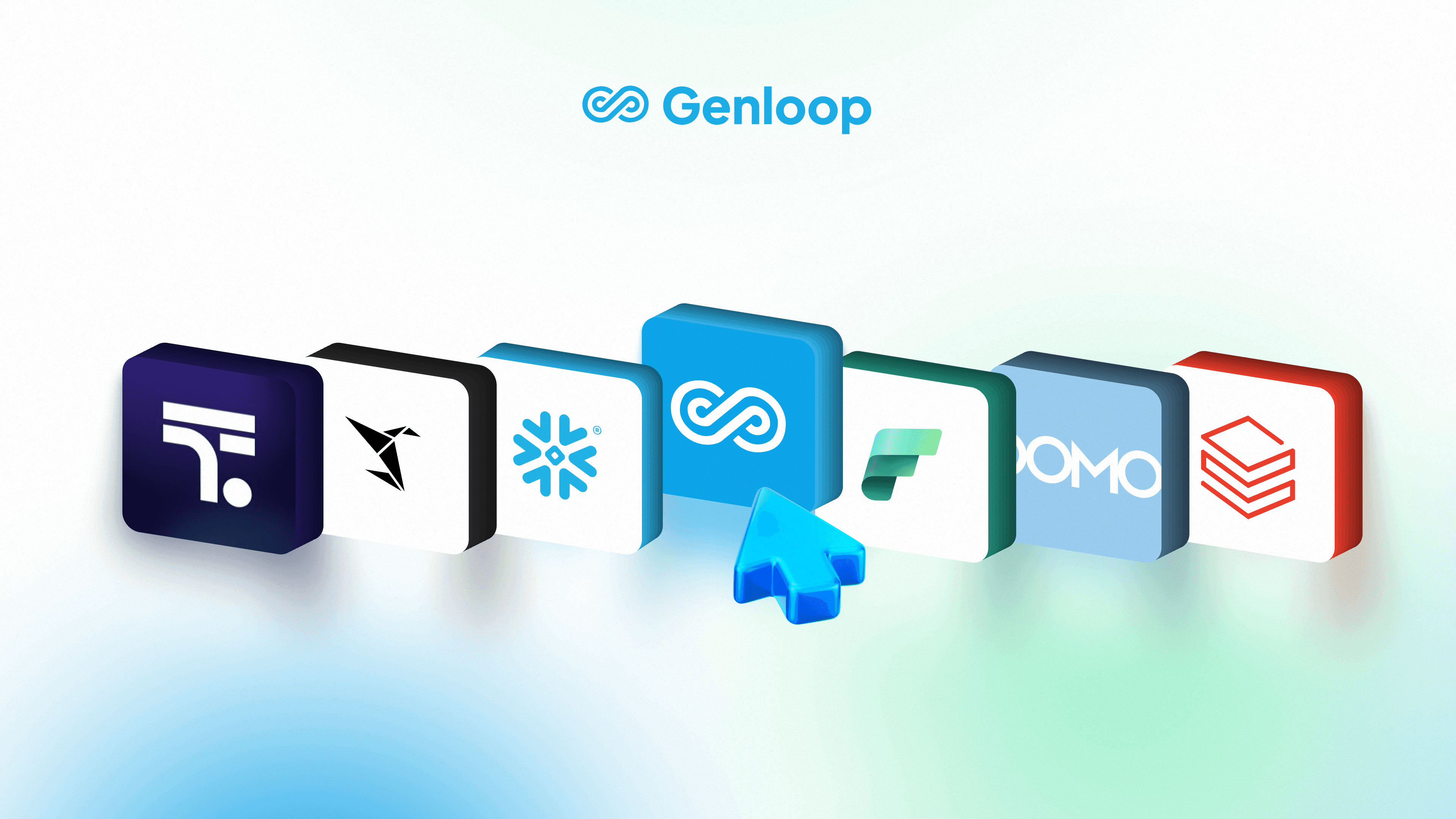 Genloop positioned among modern BI and analytics platforms including ThoughtSpot, Snowflake, Microsoft Fabric, Domo, and Databricks.