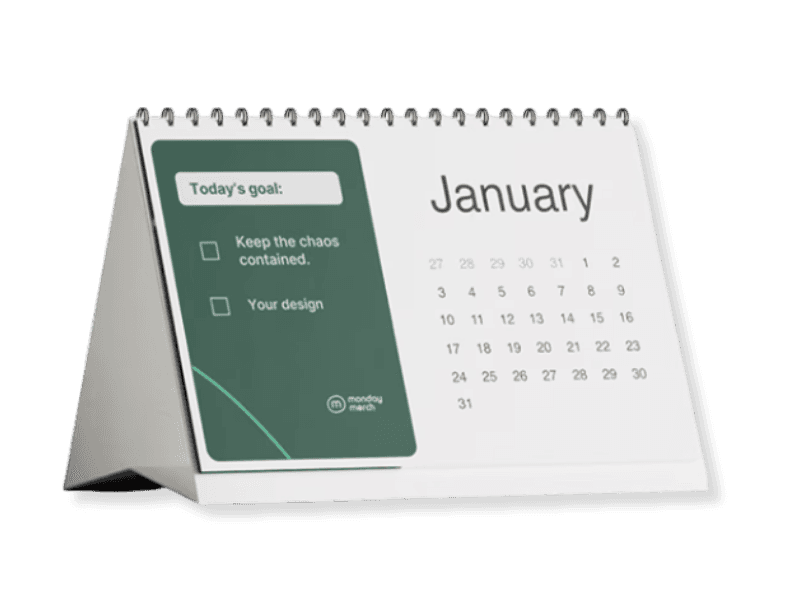 Personalized desk calendar for branded corporate gifts and office use