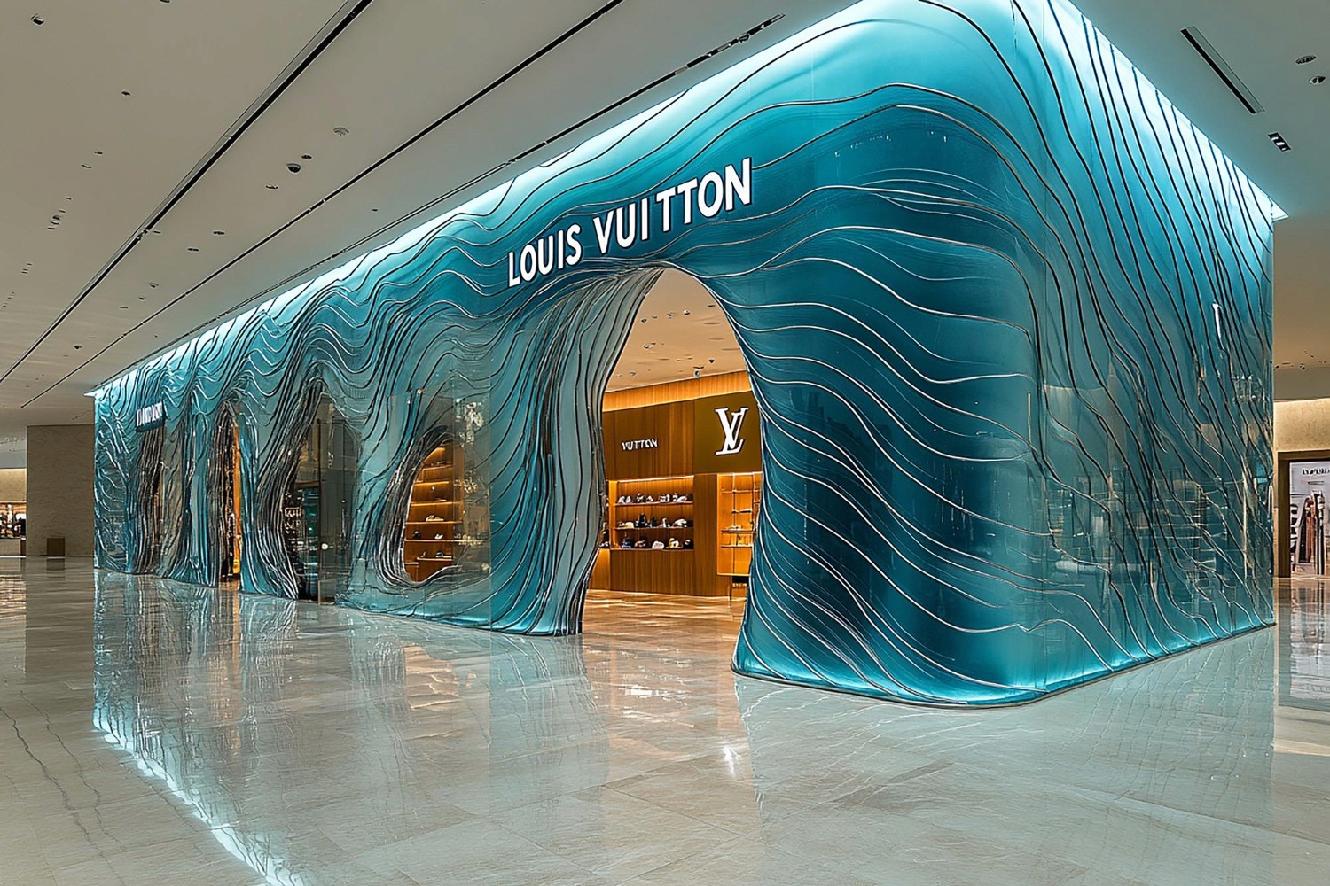 機場店舖燈光視覺陳列插圖Airport Store Lighting Visual Merchandising Illustration