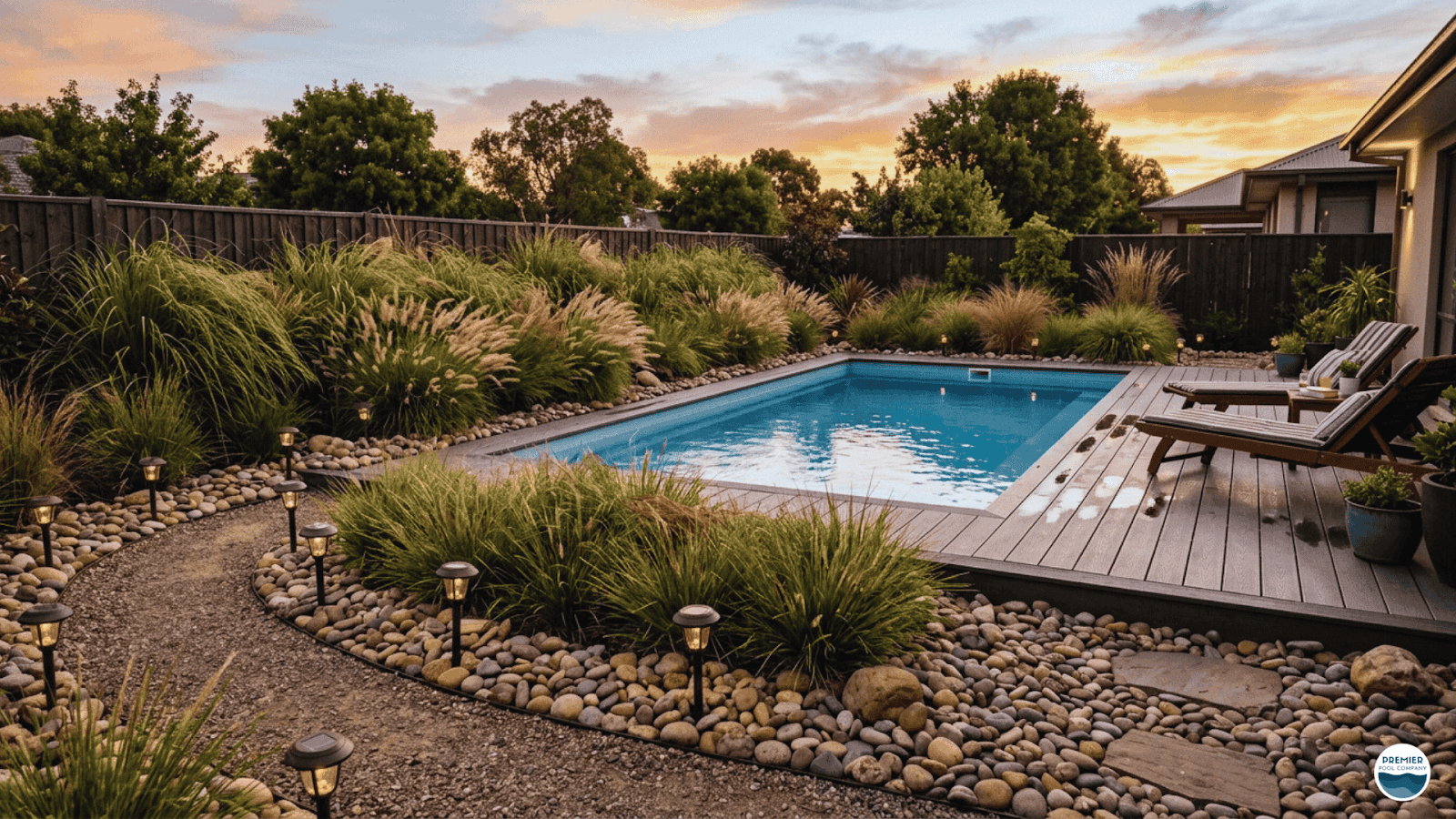 DIY pool landscaping ideas around backyard inground pool