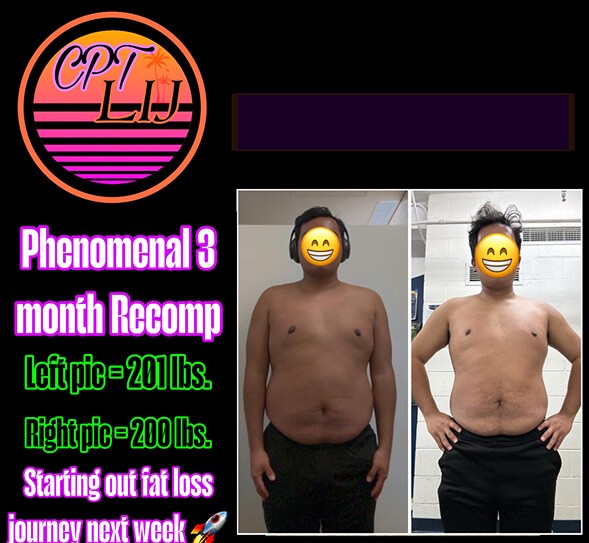 Weight loss coaching results over ll weeks, before and after images.