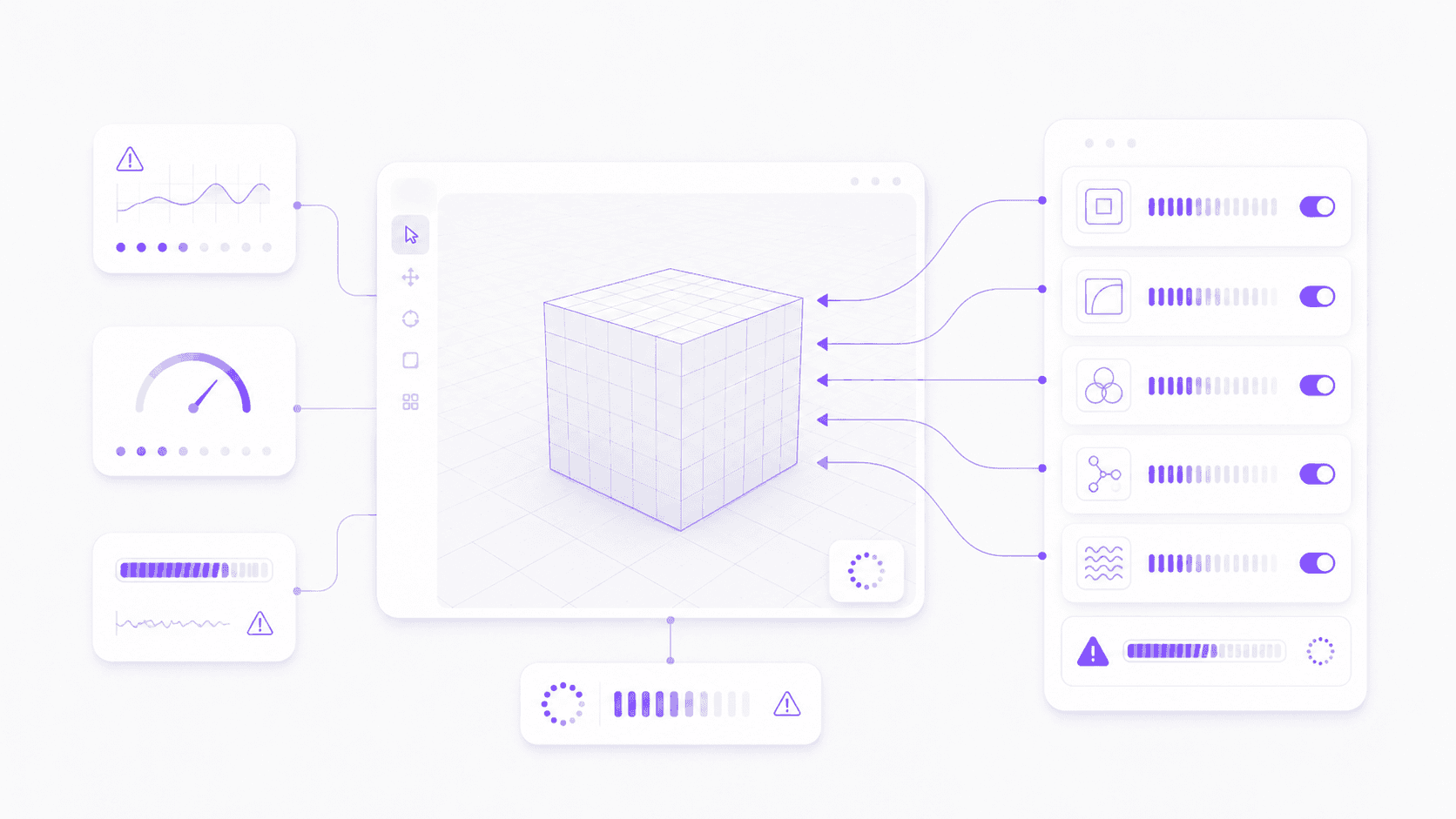Illustration of a Blender project moving from a local 3D workspace to a cloud computer with GPU and render performance controls