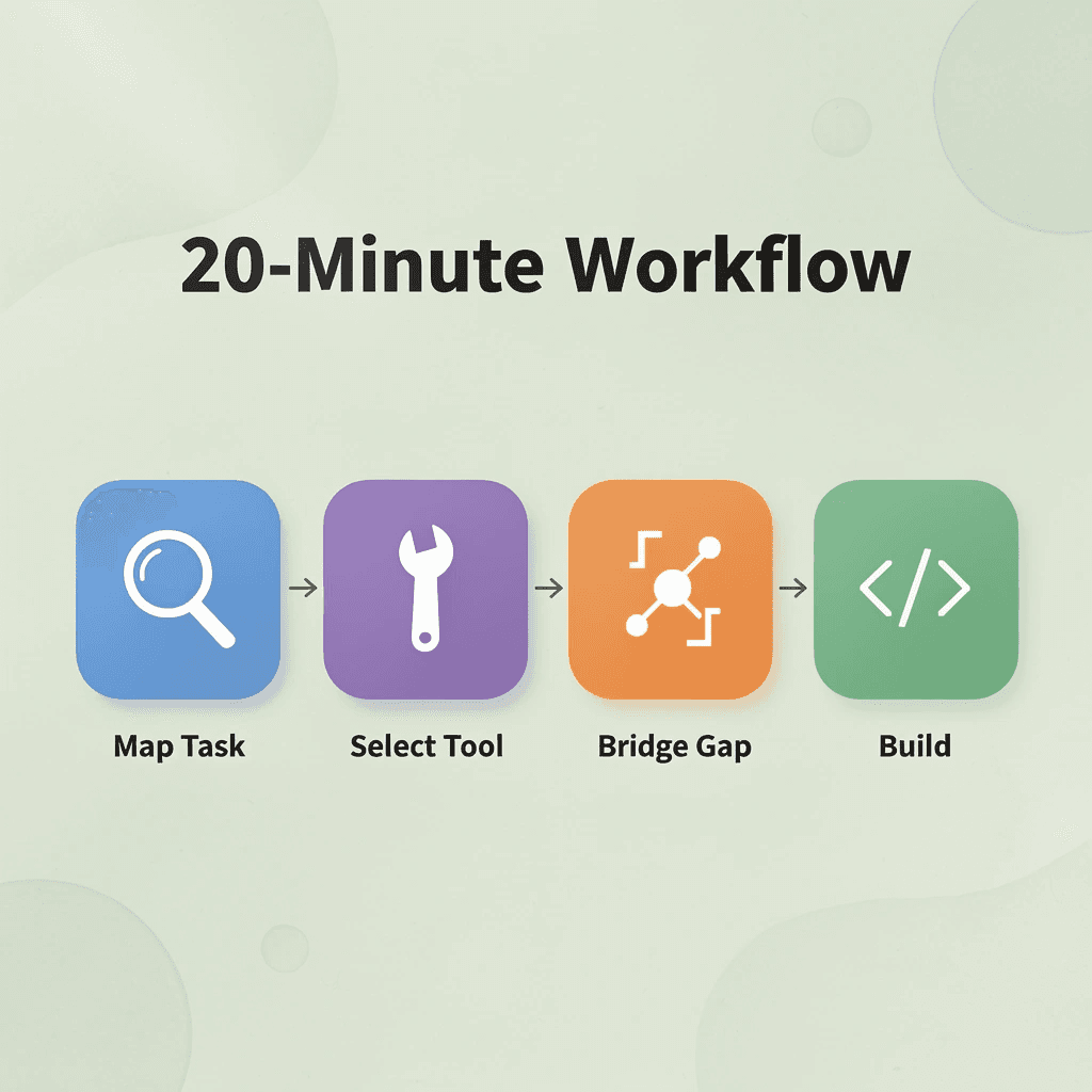Infographic showing the four steps of the 20-minute workflow