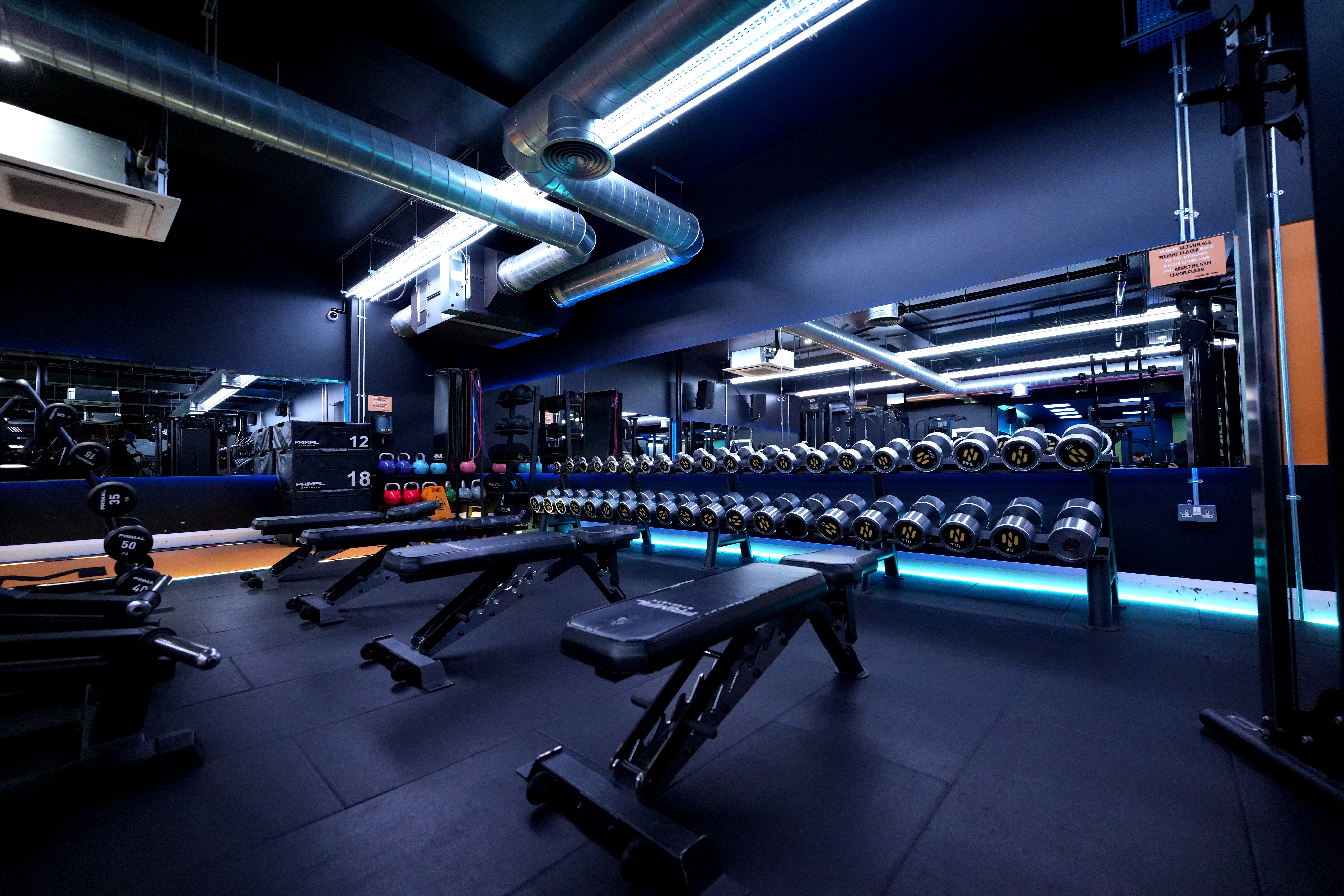Gym Floor with Dumbells