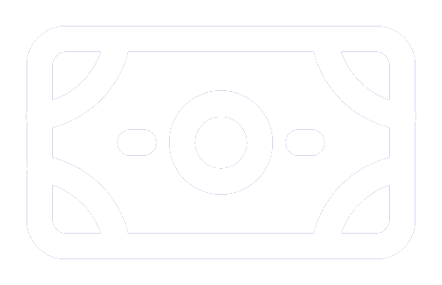 White Line Icon of a Money Note used to show the Revenue Generated