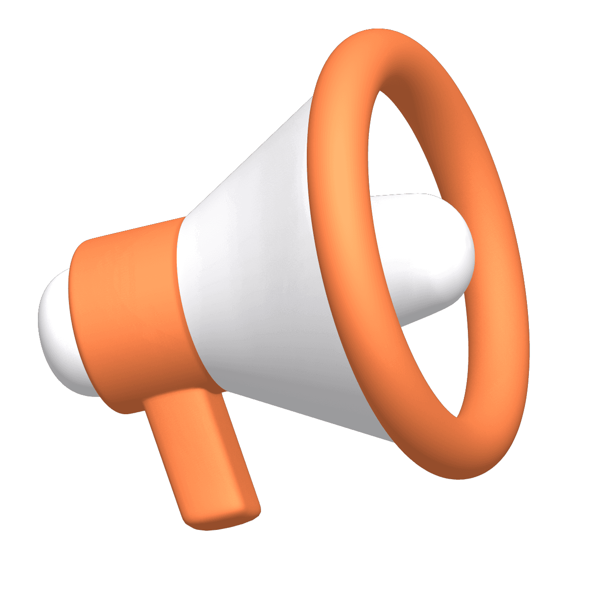 3D orange and white megaphone icon representing paid media.
