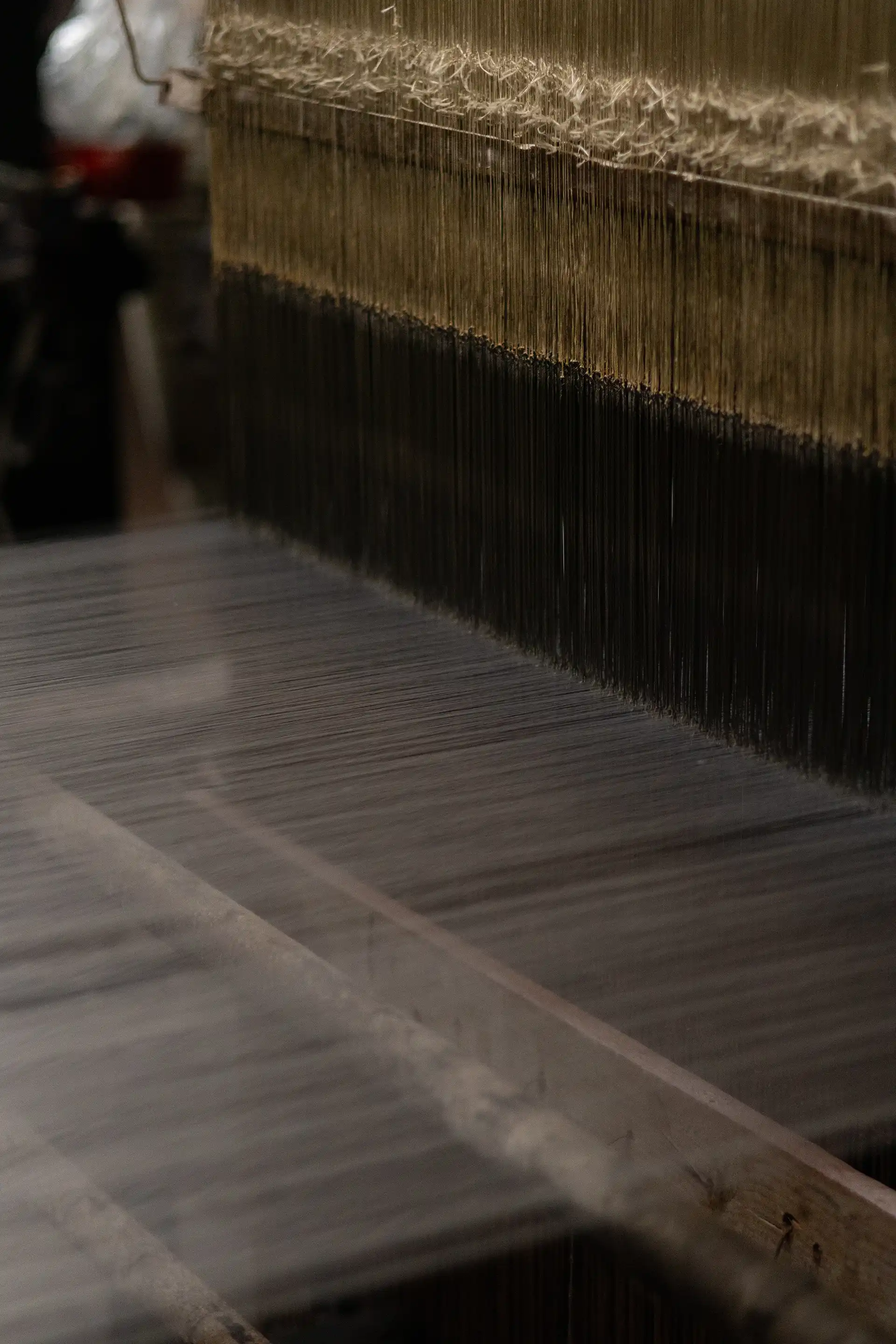 Close-Up of a silk weaving machine