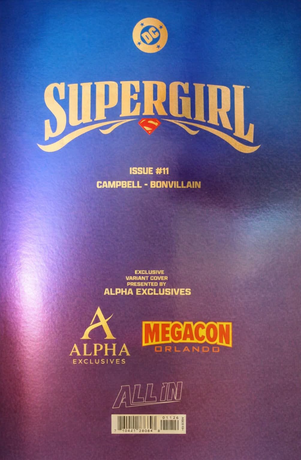 Supergirl #11 MegaCon exclusive foil logo virgin variant comic book