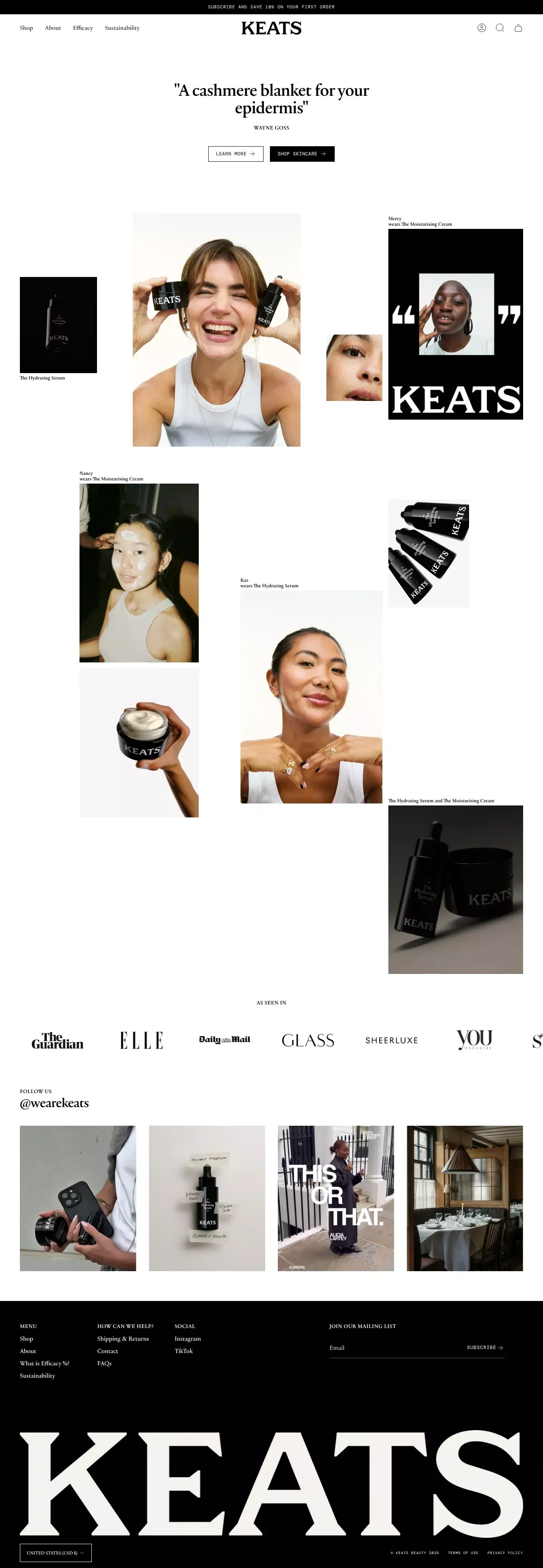 Efficacy % Skincare That Actually Works ecommerce page screenshot showcasing Beauty and Ecommerce design