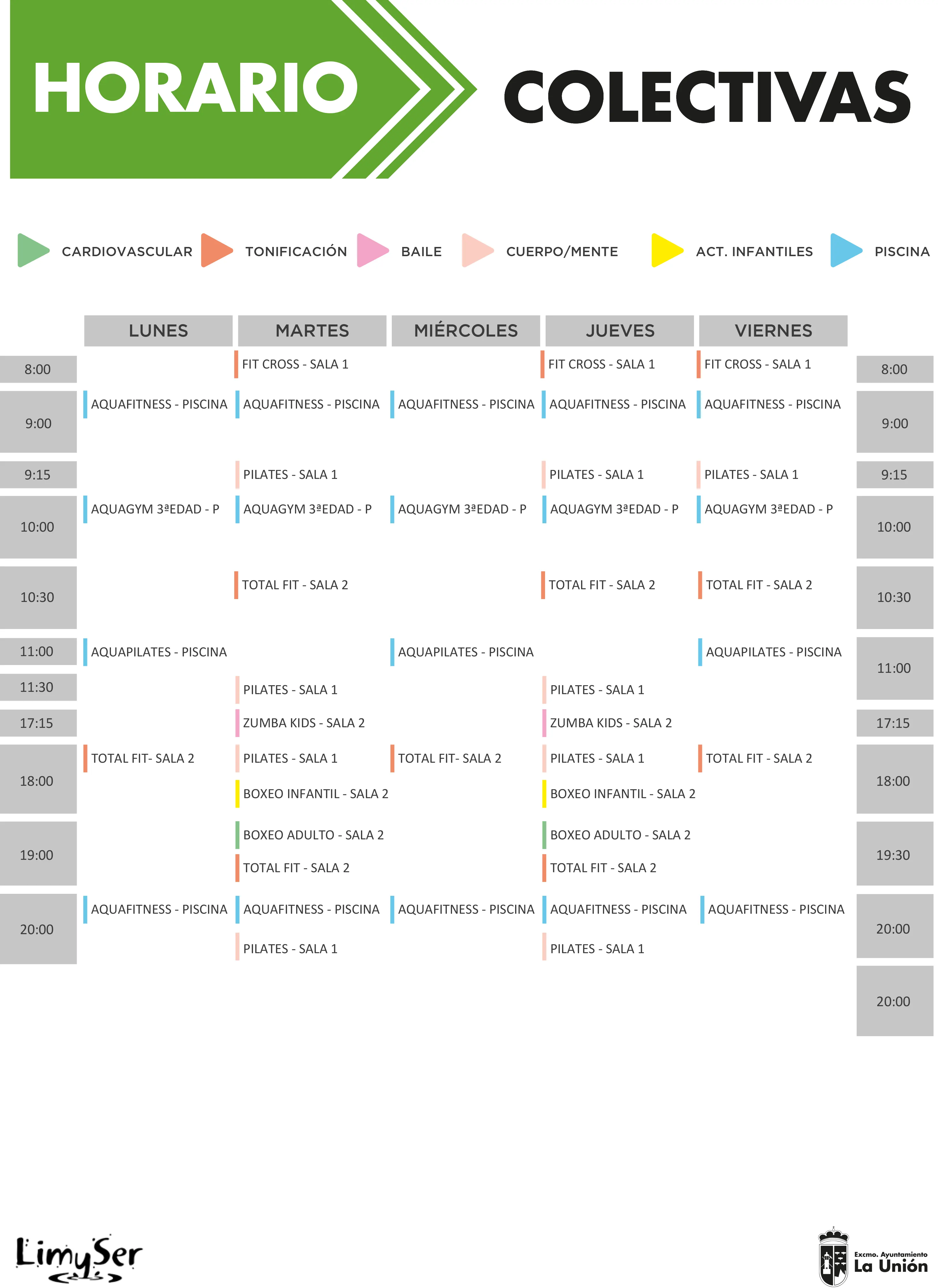 horario de actividades de la piscina municipal la unión