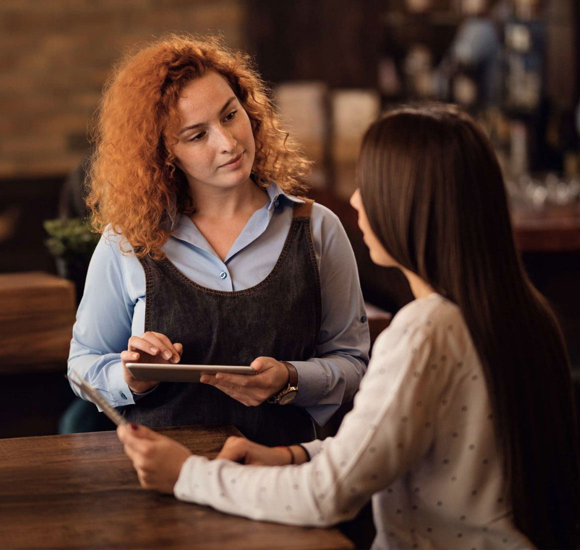 waitress take order with abacus pos