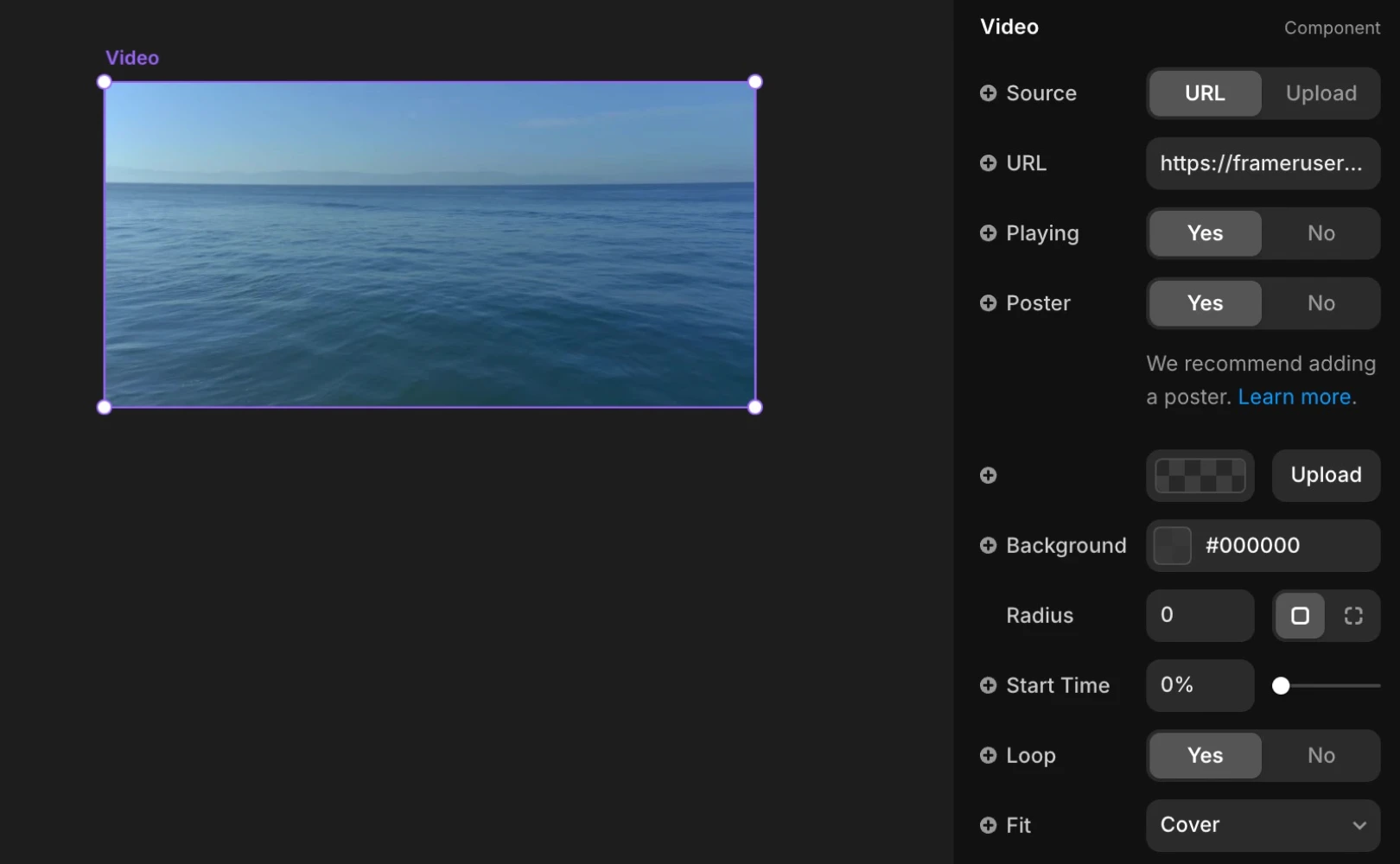 Framer Video 컴포넌트와 연동하는 방법을 소개합니다.