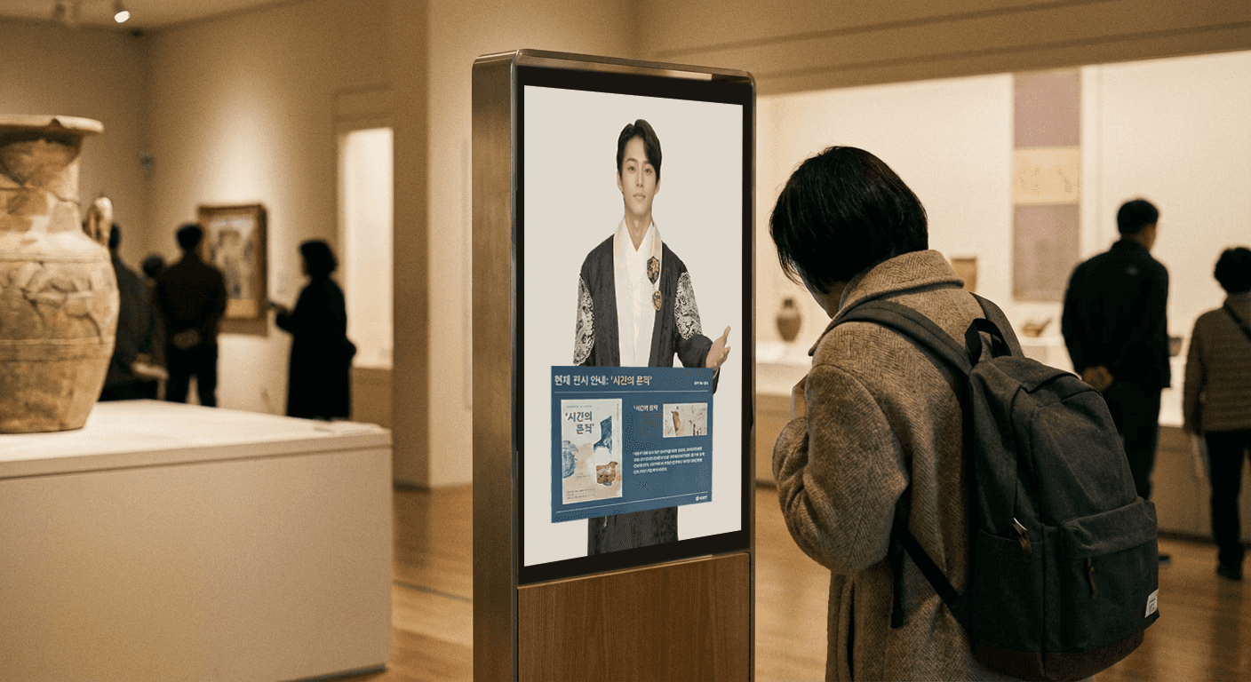A woman in a white suit stands confidently against a bright red background, smiling with one hand on her hip.