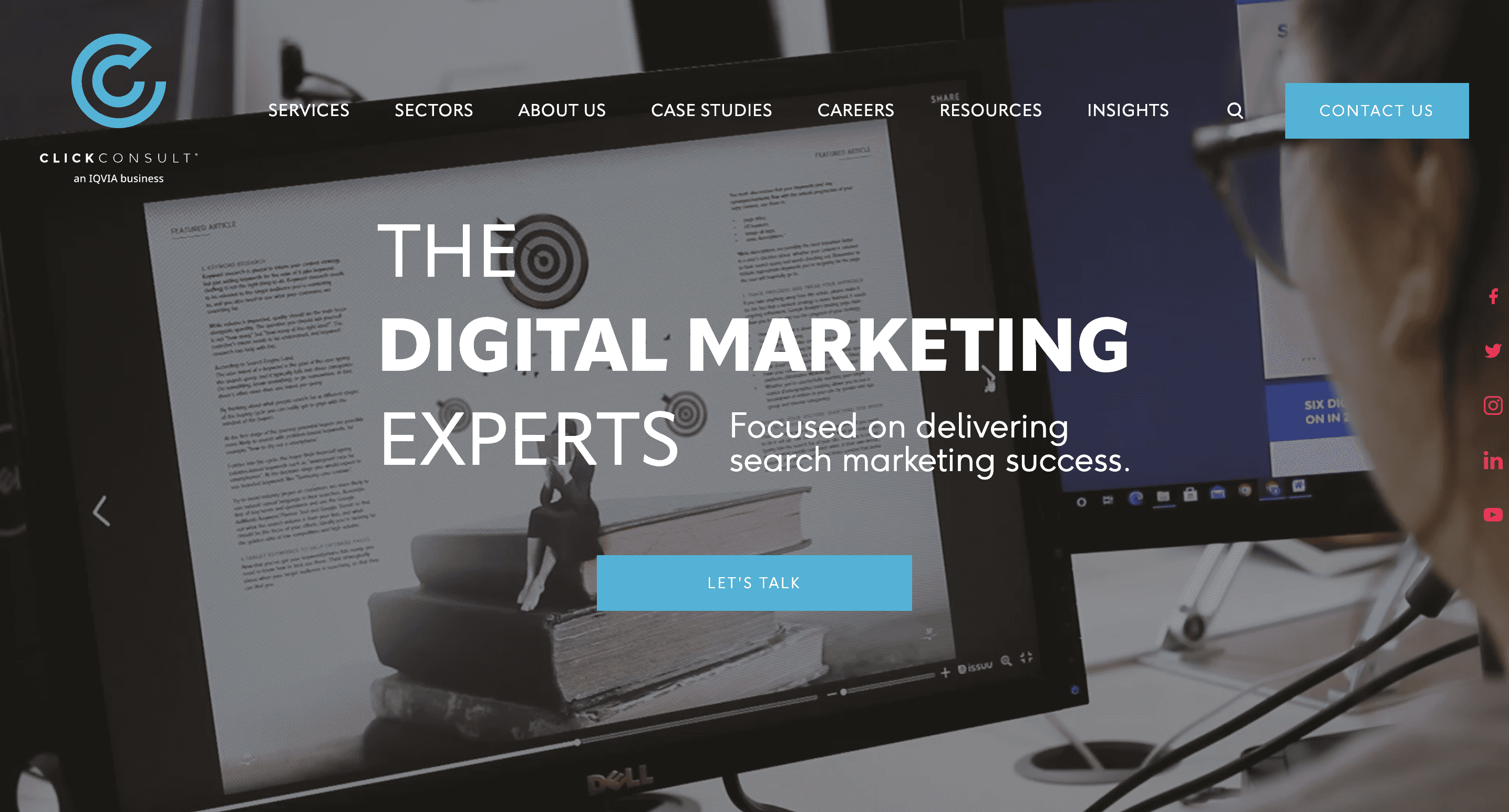 Homepage of Click Consult, a paid media agency